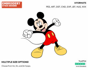 Stretching - Disney's Mickey Mouse - Embroidery Design in 3 sizes & 8 formats