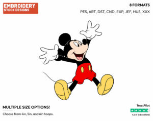 Cheering - Disney's Mickey Mouse - Embroidery Design in 3 sizes & 8 formats