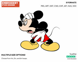 Horrified Mickey - Disney's Mickey Mouse - Embroidery Design in 3 sizes & 8 formats