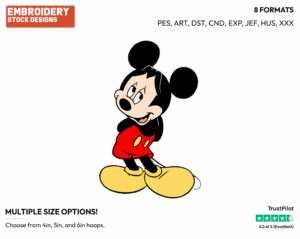 Shy Mickey - Disney's Mickey Mouse - Embroidery Design in 3 sizes & 8 formats