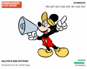 Mickey The Movie Director - Disney's Mickey Mouse - Embroidery Design in 3 sizes & 8 formats