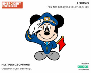 Mickey The Cruise Ship Captain - Disney's Mickey Mouse - Embroidery Design in 3 sizes & 8 formats