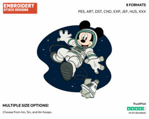 Mickey The Astronaut - Disney's Mickey Mouse - Embroidery Design in 3 sizes & 8 formats