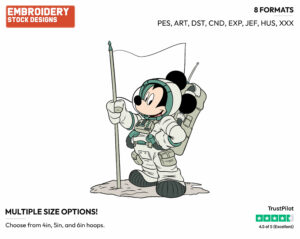 Mickey The Astronaut - Disney's Mickey Mouse - Embroidery Design in 3 sizes & 8 formats