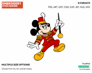 Mickey At Head Of Parade - Disney's Mickey Mouse - Embroidery Design in 3 sizes & 8 formats