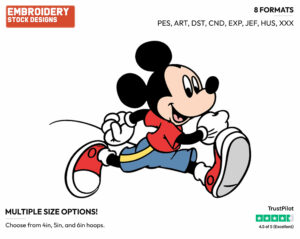 Jogging - Disney's Mickey Mouse - Embroidery Design in 3 sizes & 8 formats