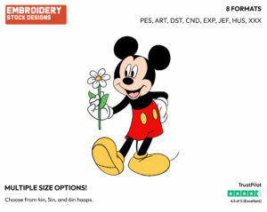 Mickey Mouse, Flower - Disney's Mickey Mouse - Embroidery Design in 3 sizes & 8 formats