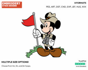 Safari Flag - Disney's Mickey Mouse - Embroidery Design in 3 sizes & 8 formats