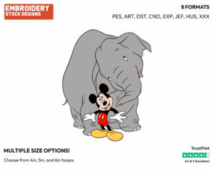 Mickey Mouse, Elephant - Disney's Mickey Mouse - Embroidery Design in 3 sizes & 8 formats