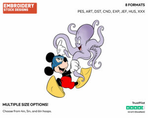 Mickey Mouse, Octopus - Disney's Mickey Mouse - Embroidery Design in 3 sizes & 8 formats