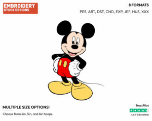 Mickey With Hands On Hips - Disney's Mickey Mouse - Embroidery Design in 3 sizes & 8 formats