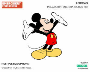 Mickey Mouse - Disney's Mickey Mouse - Embroidery Design in 3 sizes & 8 formats