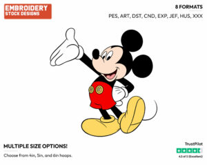 Mickey Mouse - Disney's Mickey Mouse - Embroidery Design in 3 sizes & 8 formats