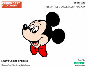 Mickey's Face - Disney's Mickey Mouse - Embroidery Design in 3 sizes & 8 formats