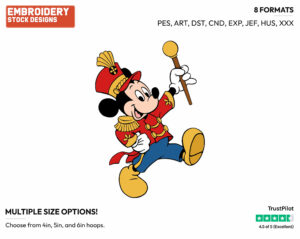 Mickey Heading Parade - Disney's Mickey Mouse - Embroidery Design in 3 sizes & 8 formats