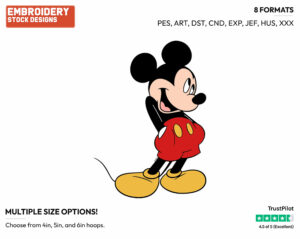 Mickey With Hands In Pockets - Disney's Mickey Mouse - Embroidery Design in 3 sizes & 8 formats