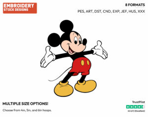 Happy Mickey - Disney's Mickey Mouse - Embroidery Design in 3 sizes & 8 formats