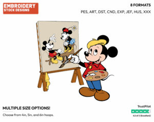 Mickey Painting - Disney's Mickey Mouse - Embroidery Design in 3 sizes & 8 formats