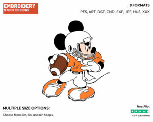 Playing Football - Disney's Mickey Mouse - Embroidery Design in 3 sizes & 8 formats