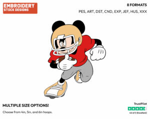 Playing Football - Disney's Mickey Mouse - Embroidery Design in 3 sizes & 8 formats
