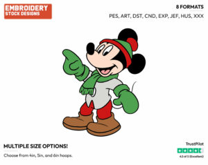 Dressed For Winter - Disney's Mickey Mouse - Embroidery Design in 3 sizes & 8 formats