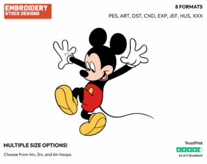Mickey Jumping Down - Disney's Mickey Mouse - Embroidery Design in 3 sizes & 8 formats