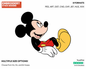 Mickey Relaxing - Disney's Mickey Mouse - Embroidery Design in 3 sizes & 8 formats