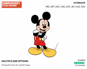 Mickey Mouse, Arms Crossed - Disney's Mickey Mouse - Embroidery Design in 3 sizes & 8 formats