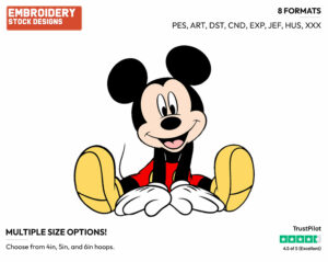 Cute Mickey - Disney's Mickey Mouse - Embroidery Design in 3 sizes & 8 formats