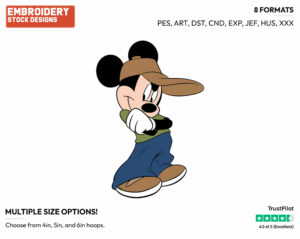 Cool Mickey - Disney's Mickey Mouse - Embroidery Design in 3 sizes & 8 formats