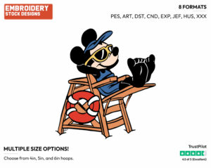 Mickey The Lifeguard - Disney's Mickey Mouse - Embroidery Design in 3 sizes & 8 formats