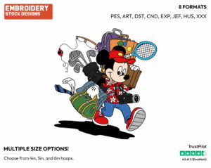 Mickey Going On Vacation - Disney's Mickey Mouse - Embroidery Design in 3 sizes & 8 formats