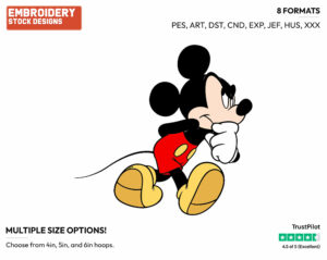 Mickey Pacing - Disney's Mickey Mouse - Embroidery Design in 3 sizes & 8 formats