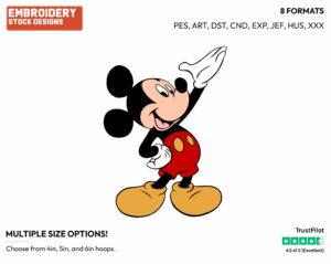Cheerful Mickey - Disney's Mickey Mouse - Embroidery Design in 3 sizes & 8 formats