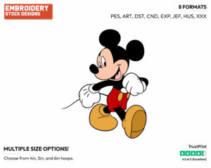 On A Walk - Disney's Mickey Mouse - Embroidery Design in 3 sizes & 8 formats