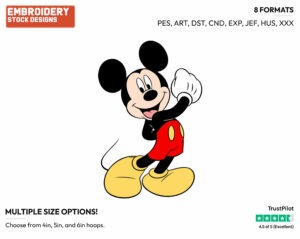 Cheerful Mickey Mouse - Disney's Mickey Mouse - Embroidery Design in 3 sizes & 8 formats