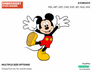 Excited - Disney's Mickey Mouse - Embroidery Design in 3 sizes & 8 formats