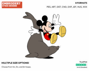 Mickey, Seal - Disney's Mickey Mouse - Embroidery Design in 3 sizes & 8 formats