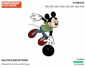 Bowling - Disney's Mickey Mouse - Embroidery Design in 3 sizes & 8 formats