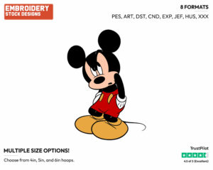 Upset Mickey Mouse - Disney's Mickey Mouse - Embroidery Design in 3 sizes & 8 formats