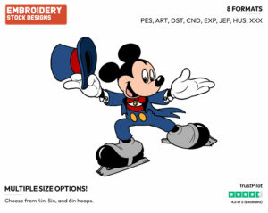 Skating - Disney's Mickey Mouse - Embroidery Design in 3 sizes & 8 formats