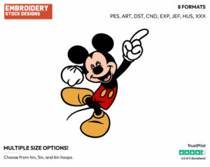 Dancing - Disney's Mickey Mouse - Embroidery Design in 3 sizes & 8 formats