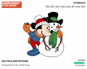 Mickey Mouse Snowman - Disney's Mickey Mouse - Embroidery Design in 3 sizes & 8 formats