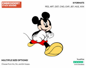 Running - Disney's Mickey Mouse - Embroidery Design in 3 sizes & 8 formats