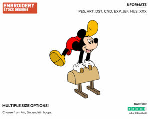 Gymnast Mickey On Pommel Horse - Disney's Mickey Mouse - Embroidery Design in 3 sizes & 8 formats