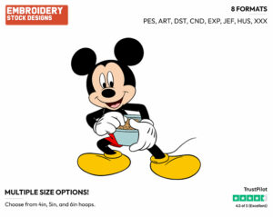 Holding Bowl Of Peanuts - Disney's Mickey Mouse - Embroidery Design in 3 sizes & 8 formats