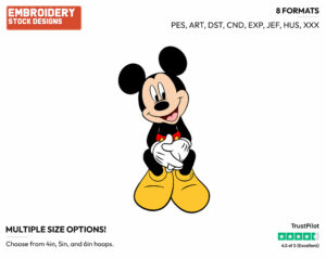 Sitting Down - Disney's Mickey Mouse - Embroidery Design in 3 sizes & 8 formats
