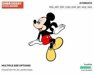 Sitting Down - Disney's Mickey Mouse - Embroidery Design in 3 sizes & 8 formats