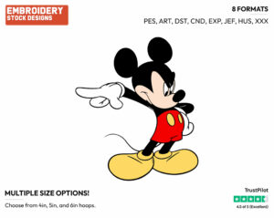 Angry Mickey Pointing - Disney's Mickey Mouse - Embroidery Design in 3 sizes & 8 formats