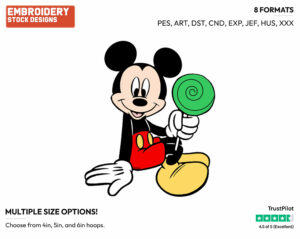 Mickey Mouse, Lollipop - Disney's Mickey Mouse - Embroidery Design in 3 sizes & 8 formats